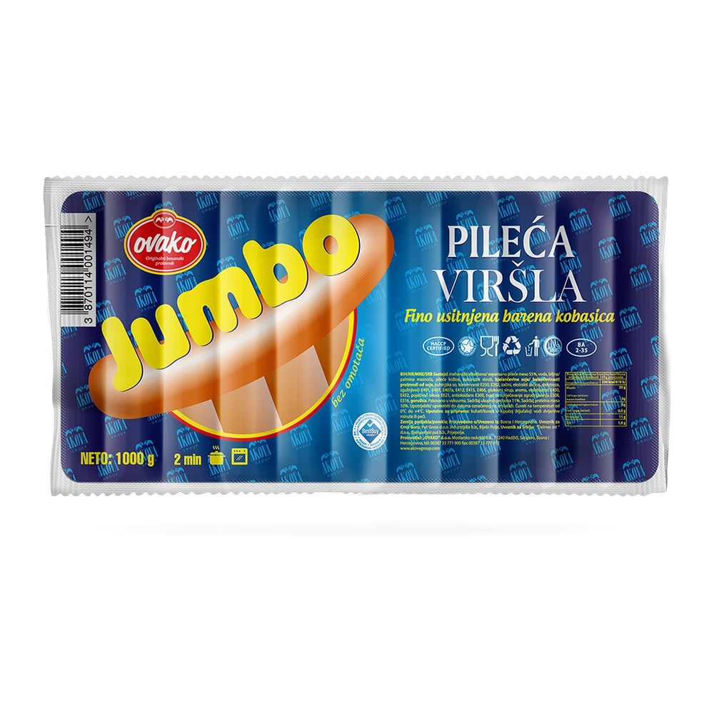 Jumbo Geflügelbrühwürste Halal 1000gr(1*5)