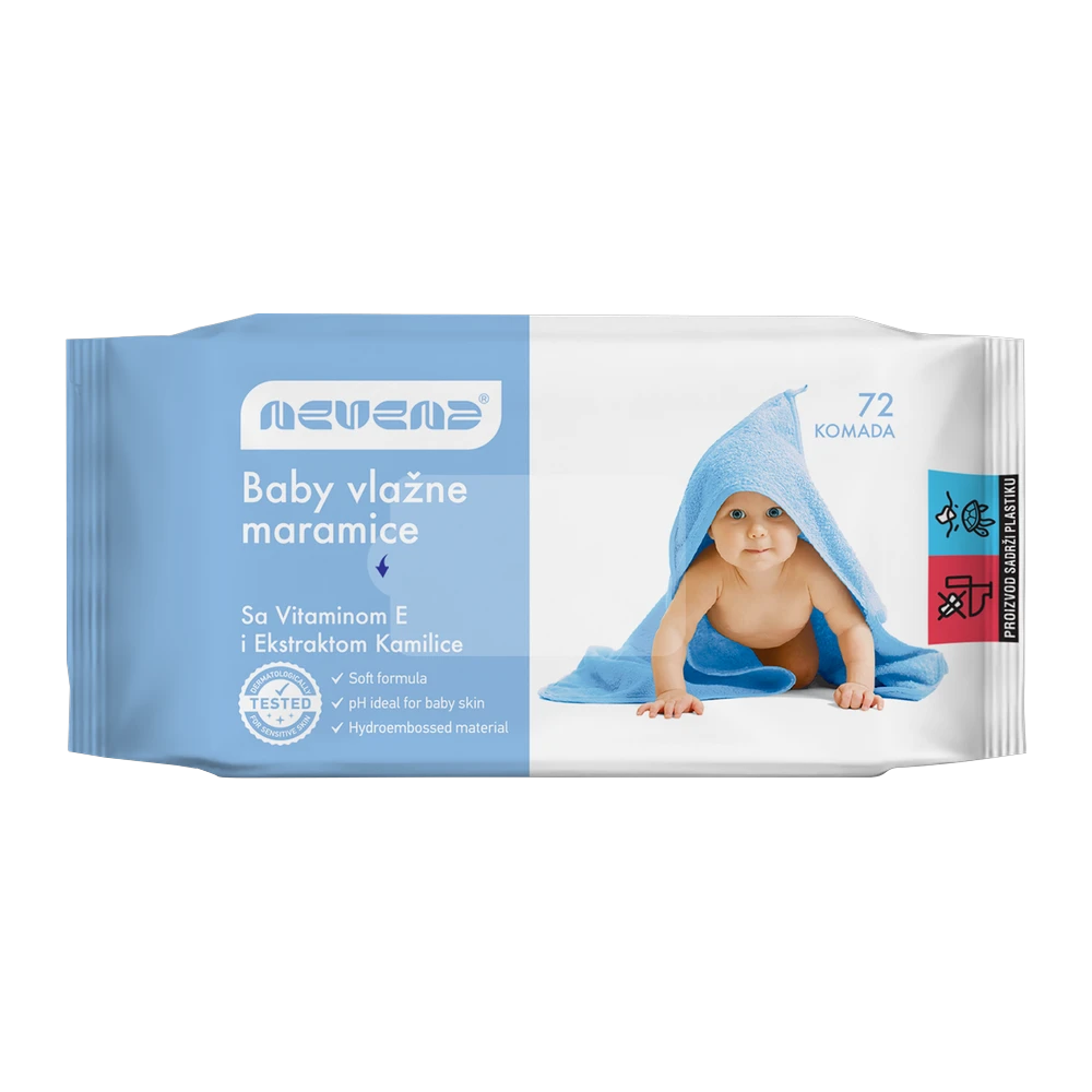 Nevena  Feuchttücher für Babys Blau 72/1(1*12)